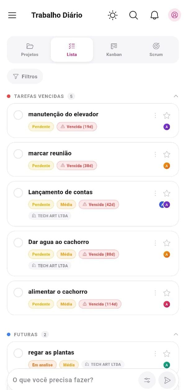 A lista que mostra o que importa